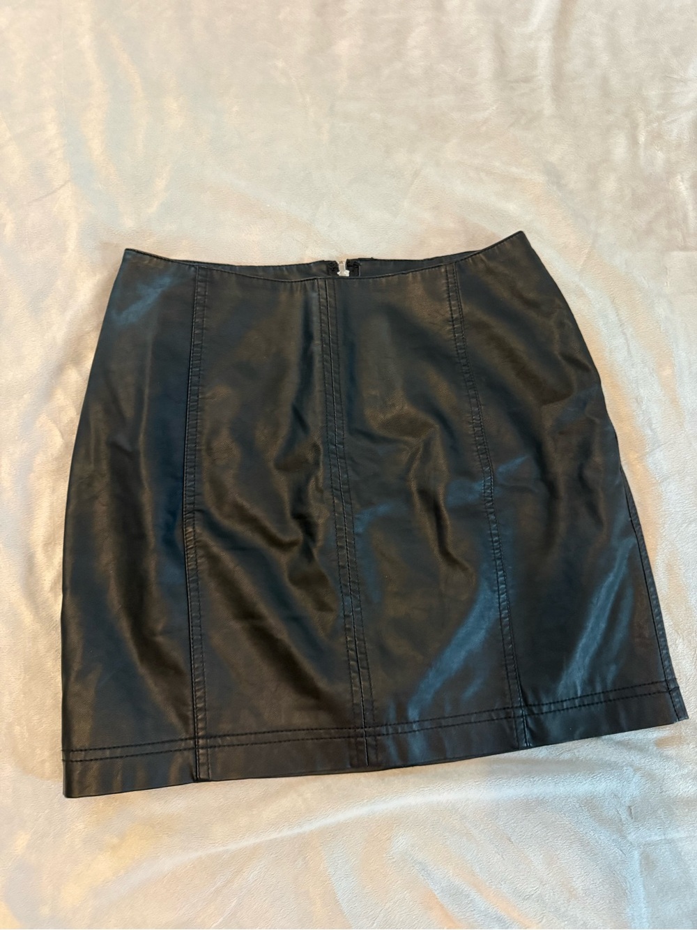 FREE PEOPLE Black Faux Leather Mini Skirt